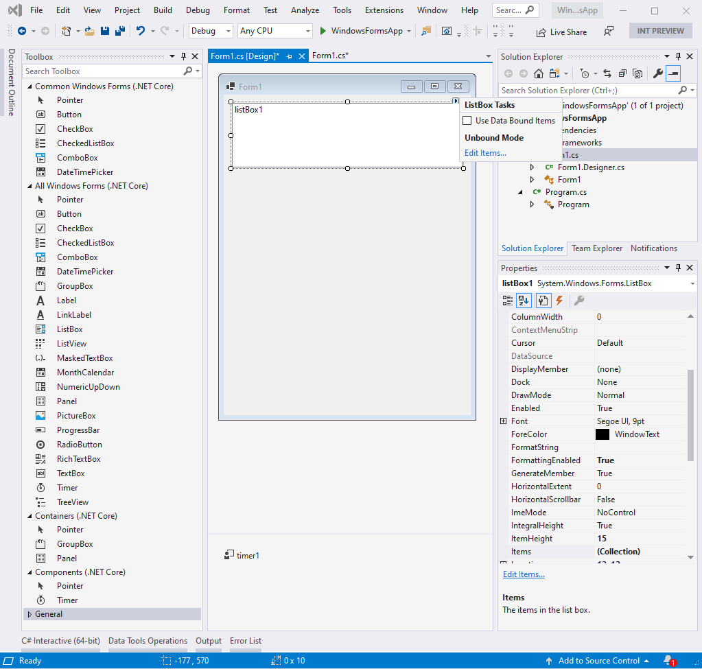 Updates to .NET Core Windows Forms designer in Visual Studio  Preview 1  - .NET Blog