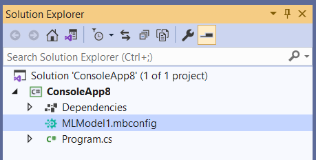 Close up of Solution Explorer in Visual Studio