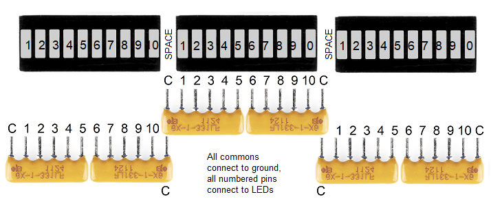 SparkFun resistor array on a breadboard
