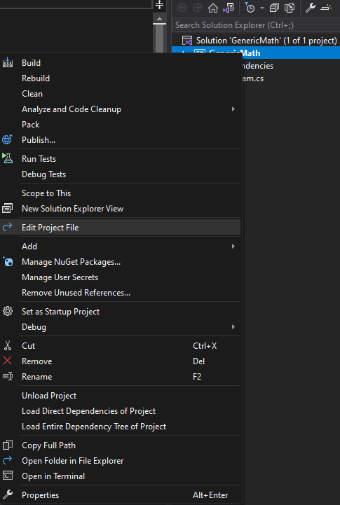 edit project file, Preview Features in .NET 6 – Generic Math