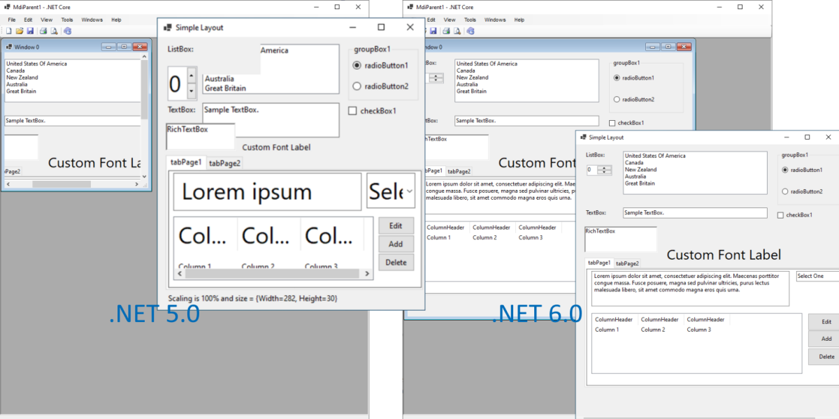 Scaling, What’s new in Windows Forms in .NET 6.0