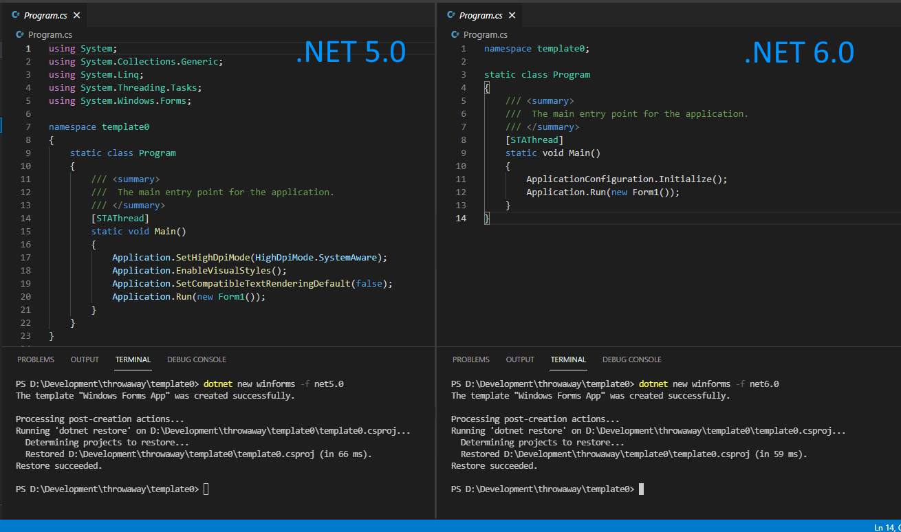 Templates. What’s new in Windows Forms in .NET 6.0