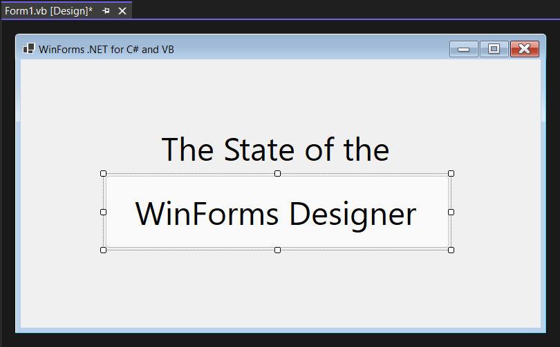 State of the Windows Forms Designer for .NET Applications