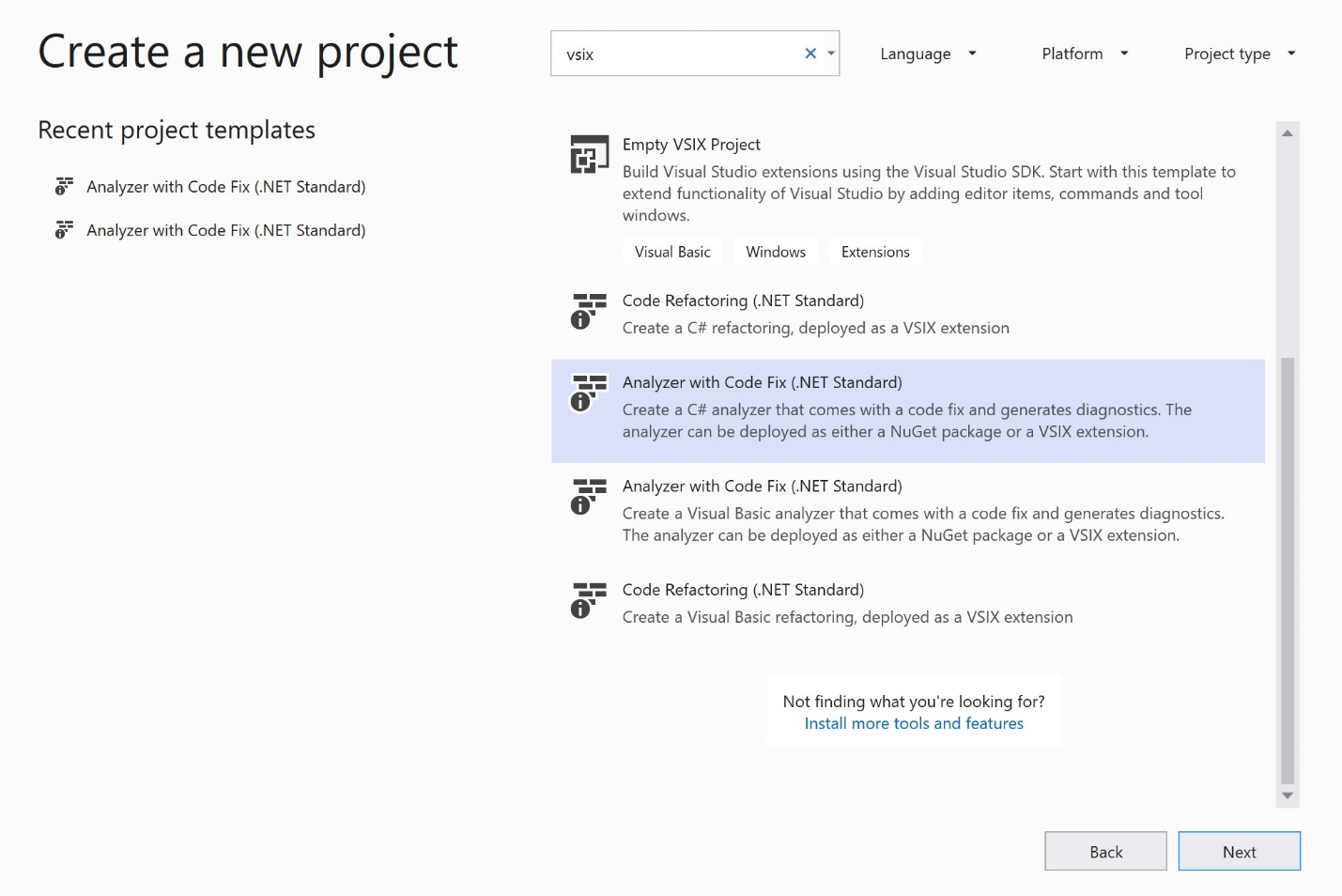 Create New Project Dialog