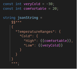 JSON example of raw string literal