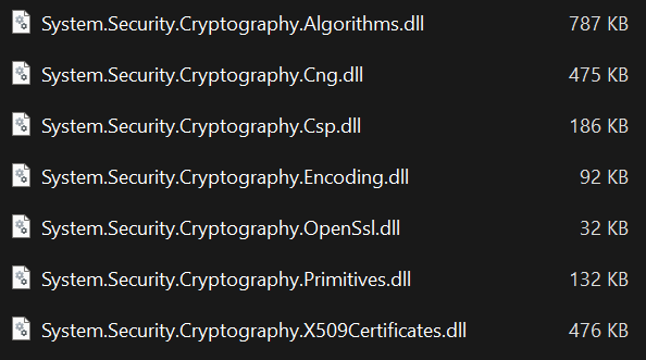 Cryptography assemblies in .NET 6