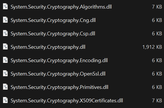 Cryptography assemblies in .NET 7