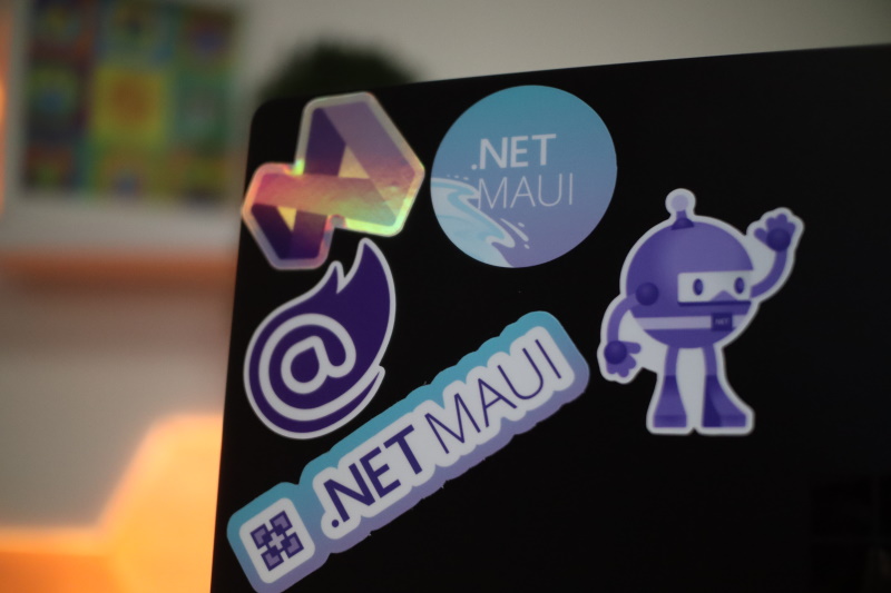 Laptop with .NET MAUI stickers