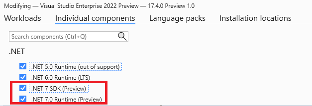 Install .NET 7 Preview in Visual Studio