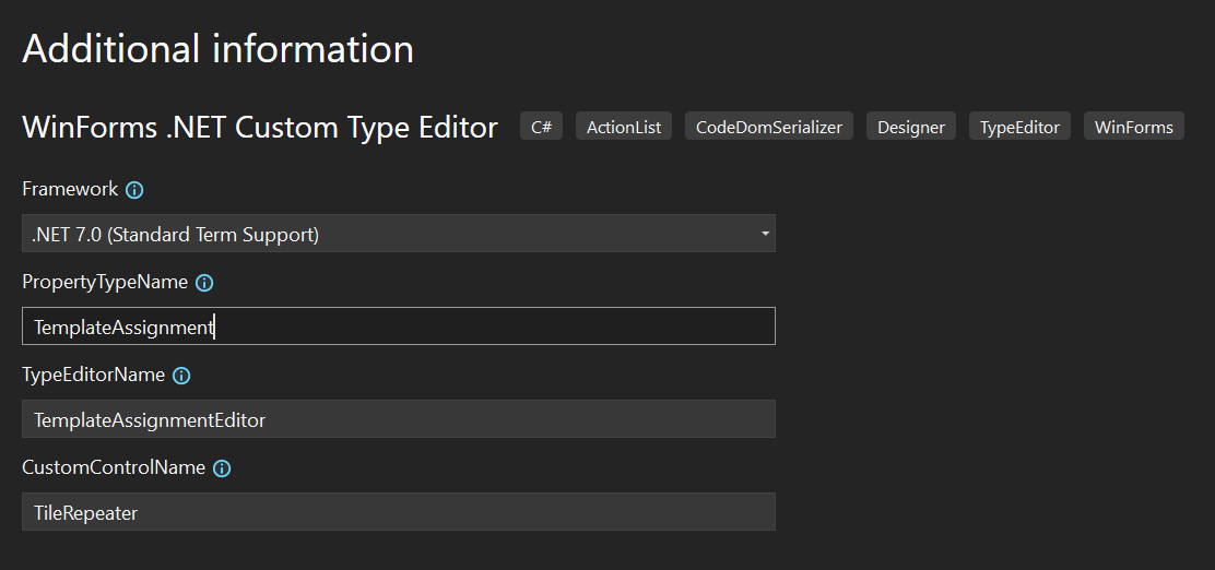 Naming the Type Editor solution template elements for the framework-to.net migration