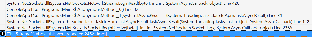 Stack overflow due to improper handling of synchronous completion