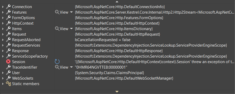 Debugging HttpContext with .NET 7