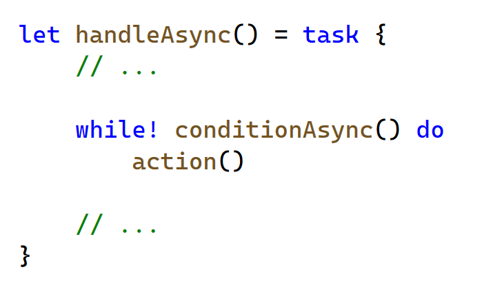 Simplifying F# computations with the new 'while!' keyword - .NET Blog