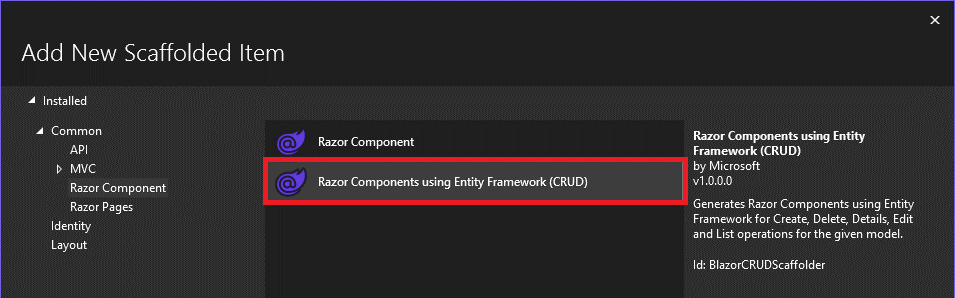 Blazor scaffolder