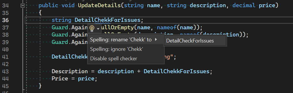 VS 2022 spell check