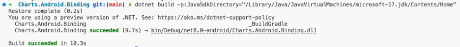 Android binding dotnet build succeeded