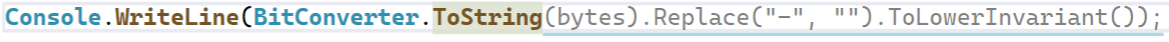 GitHub copilot suggesting use of BitConverter.ToString