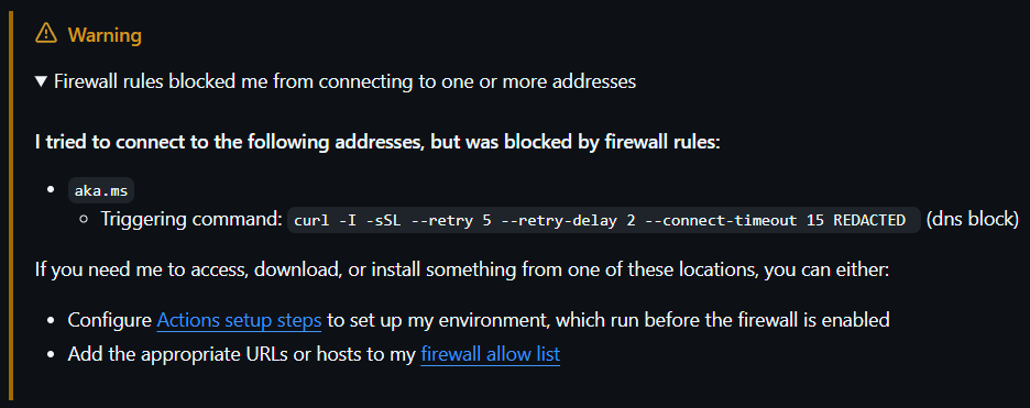 GitHub Firewall Warning