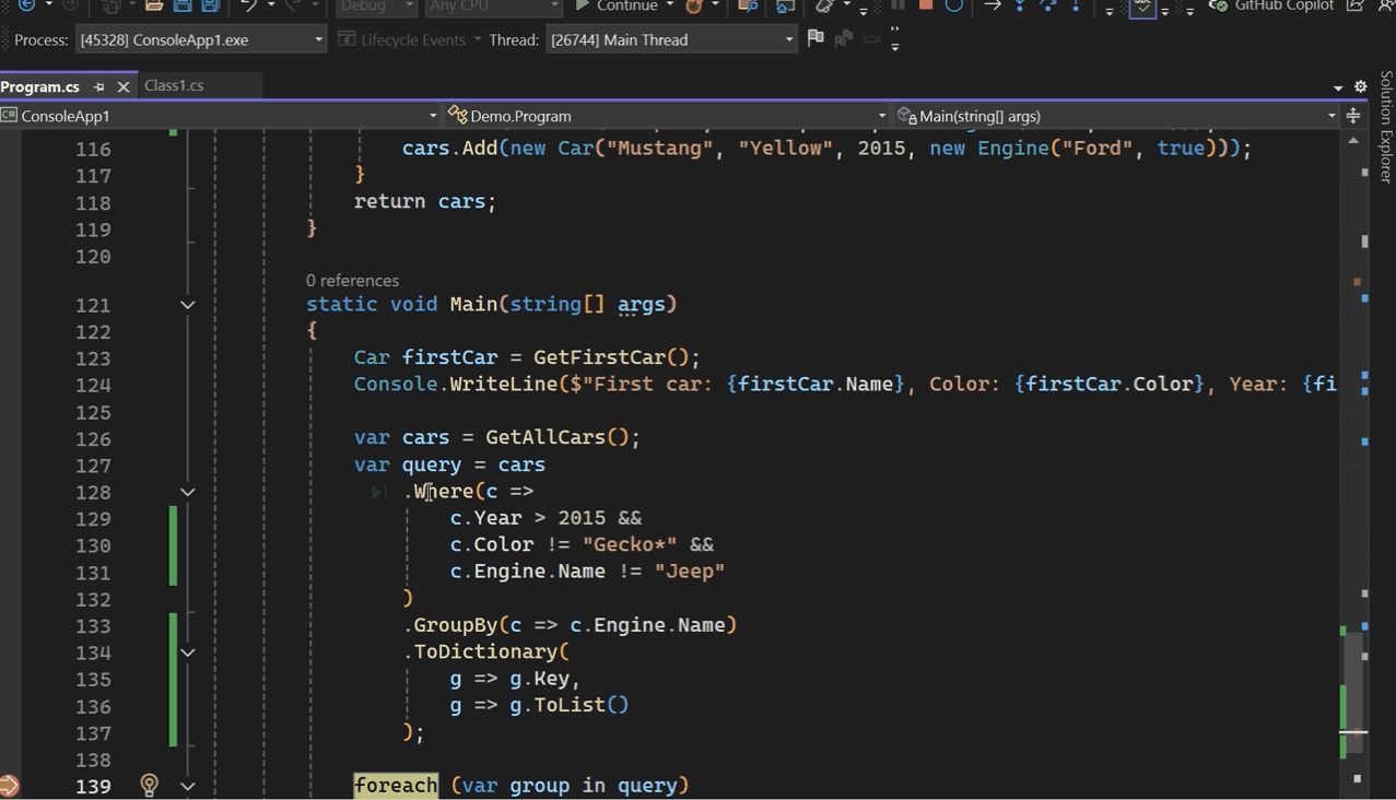 demo for LINQ hover