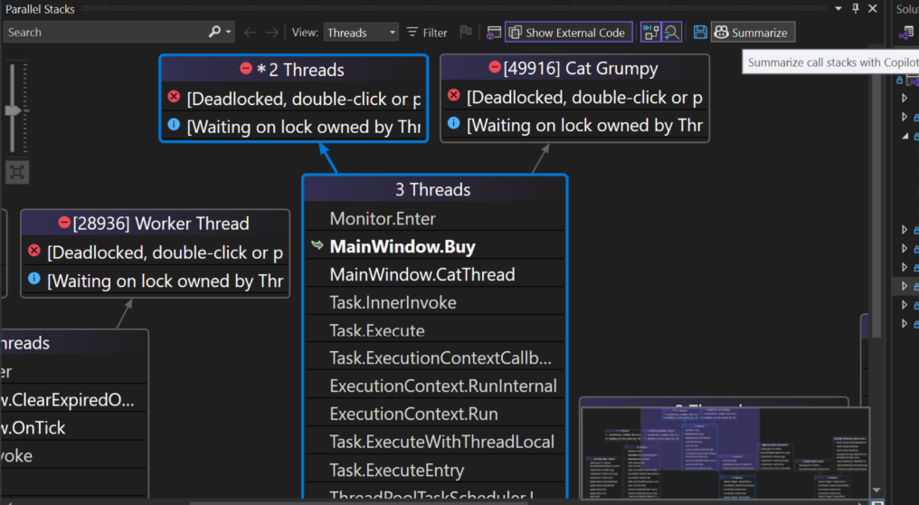 screenshot of parallel stacks copilot features