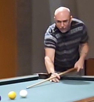 Jeremy Likness breaking a billiard rack