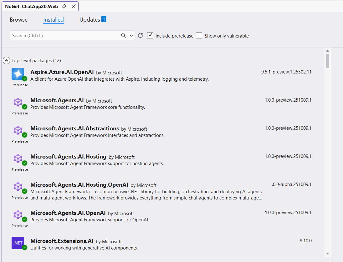 NuGet packages added to project