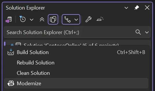 Modernize right-click context menu action