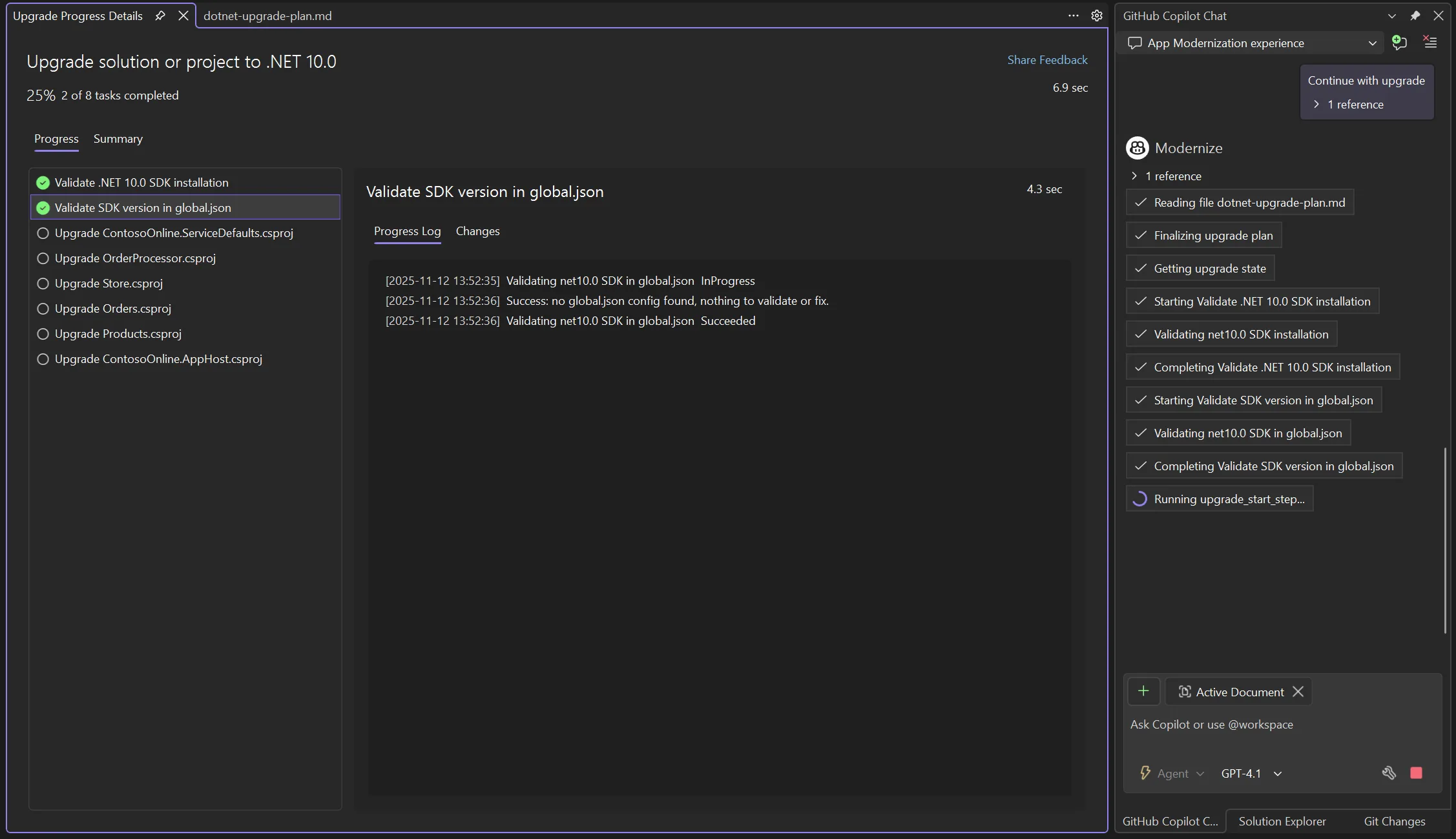 Upgrade Progress Details document