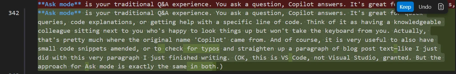 Screenshot showing the result of the executed task