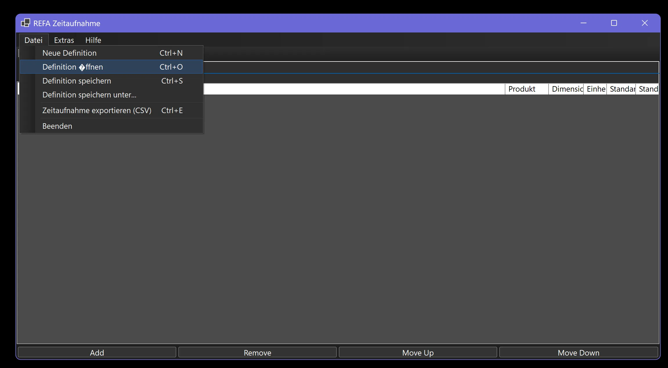 Screenshot showing issues with German umlauts in the localized UI