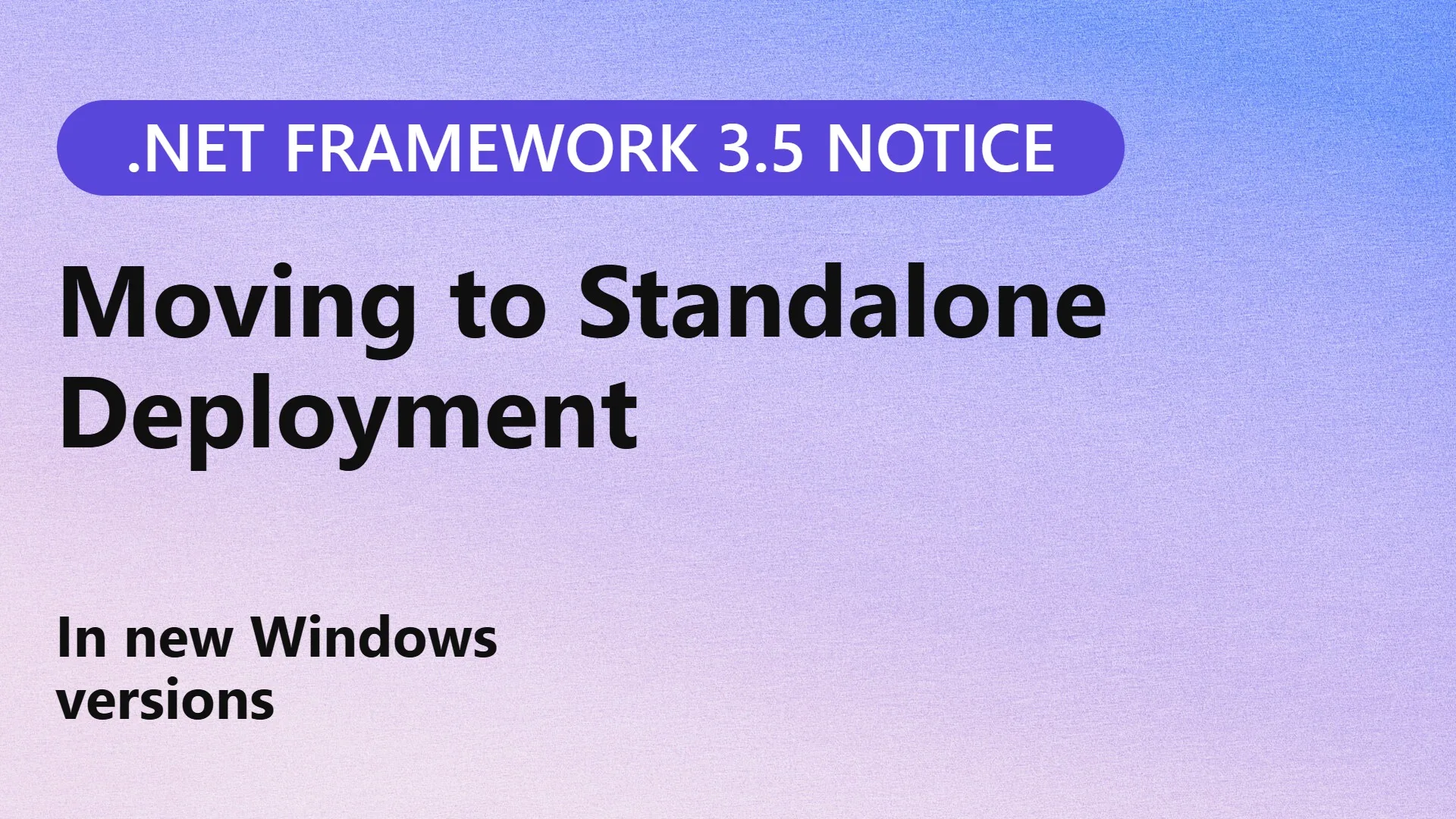 .NET Framework 3.5 Moves to Standalone Deployment in new versions of Windows