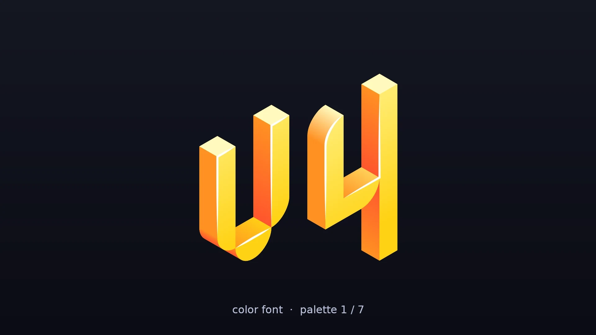 The text v4 rendered in the Nabla COLR/CPAL color font, cycling through seven color palettes