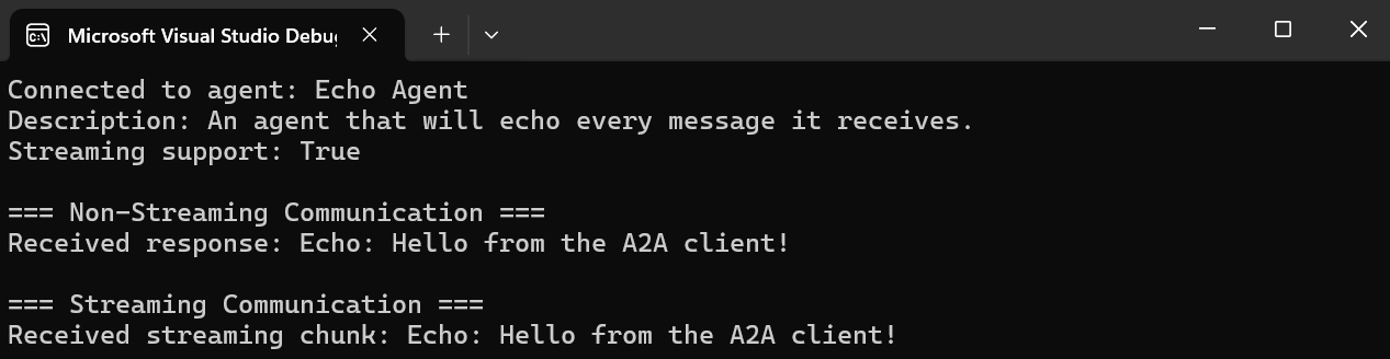 A2A Client Output