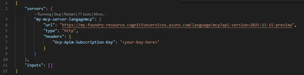 MCP settings in mcp.json