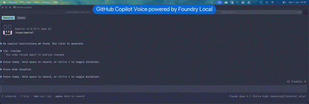 GitHub Copilot Voice powered by Foundry Local image