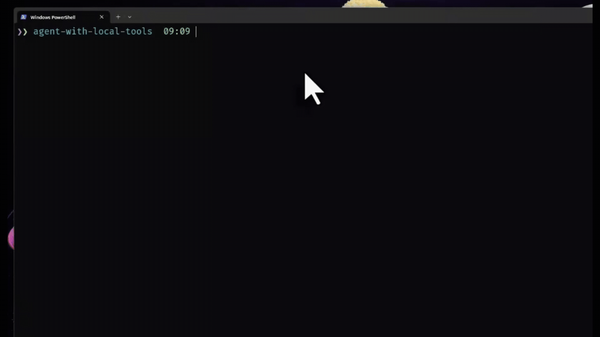 The image shows a black PowerShell terminal window using the Foundry CLI with a green arrow pointing to a command line, indicating a command is ready to be entered.