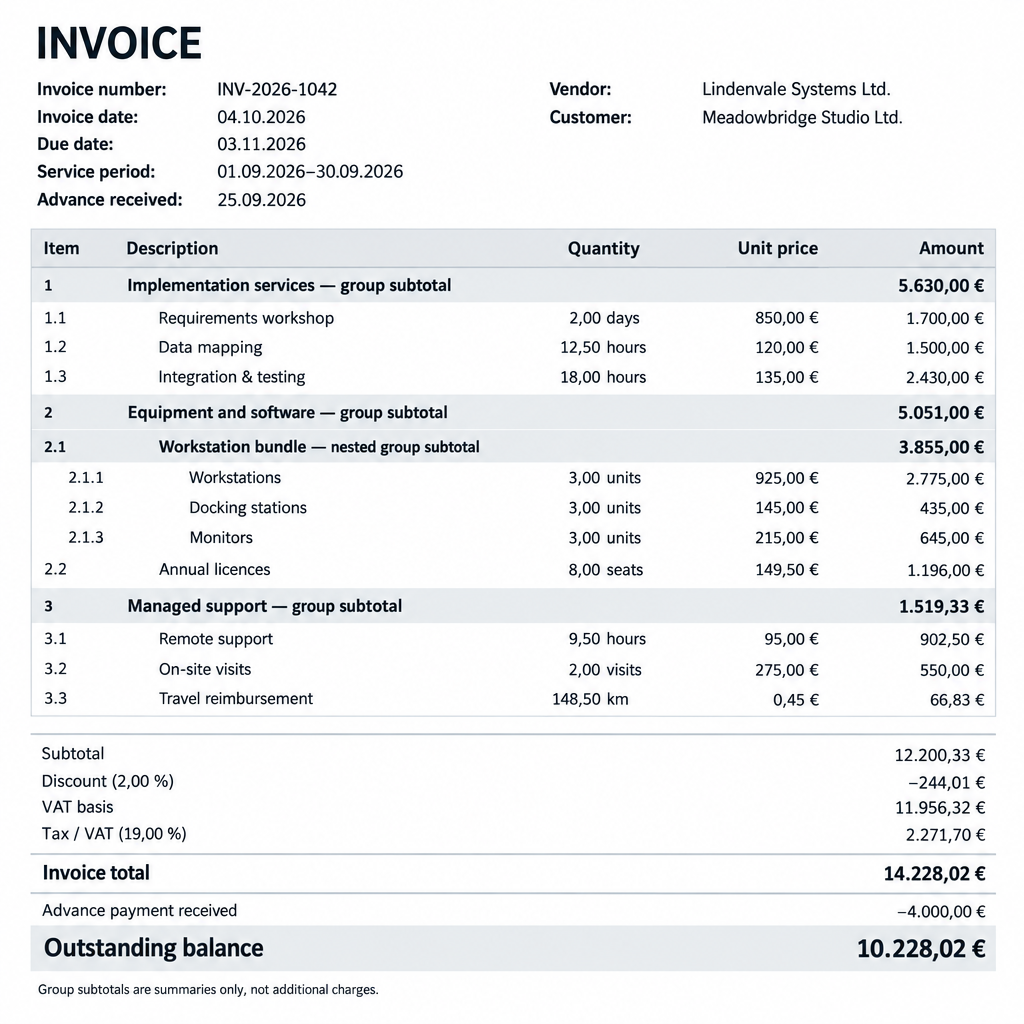 Invoice example