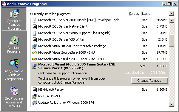 Windows 2000 Provider Pack entfernen