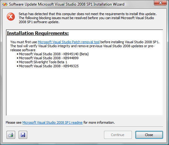 Microsoft Visual Studio Patch removal tool