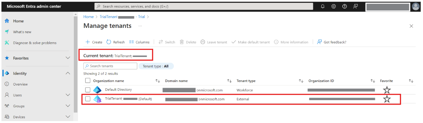 External ID manage tenants