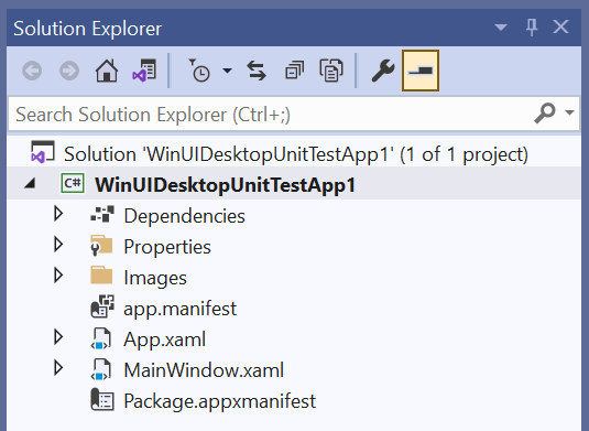 Solution Explorer with single solution