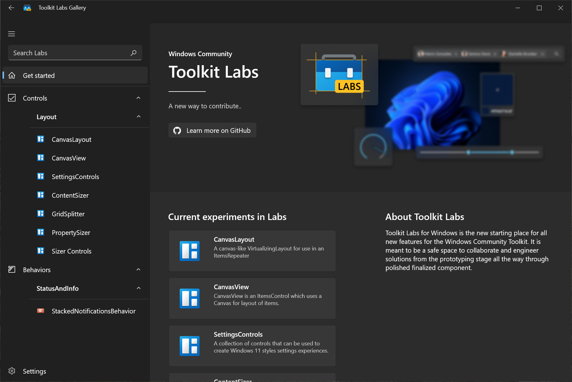 UWP Version of the Windows Community Toolkit Labs sample app