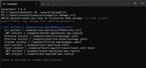 Init command project search selection menu