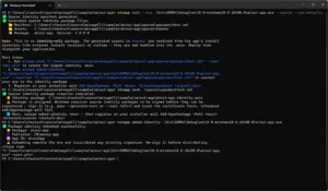 Image of terminal output from running new sparse packaging workflow.