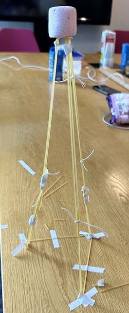A structure built during the Marshmallow challenge
