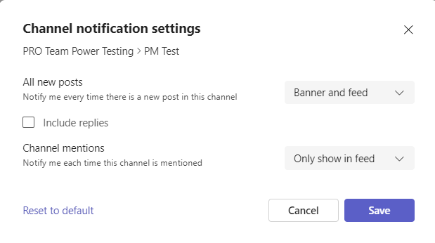 Channel Notification Settings