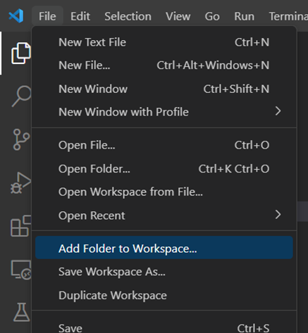 The "Add folder to Workspace" menu option