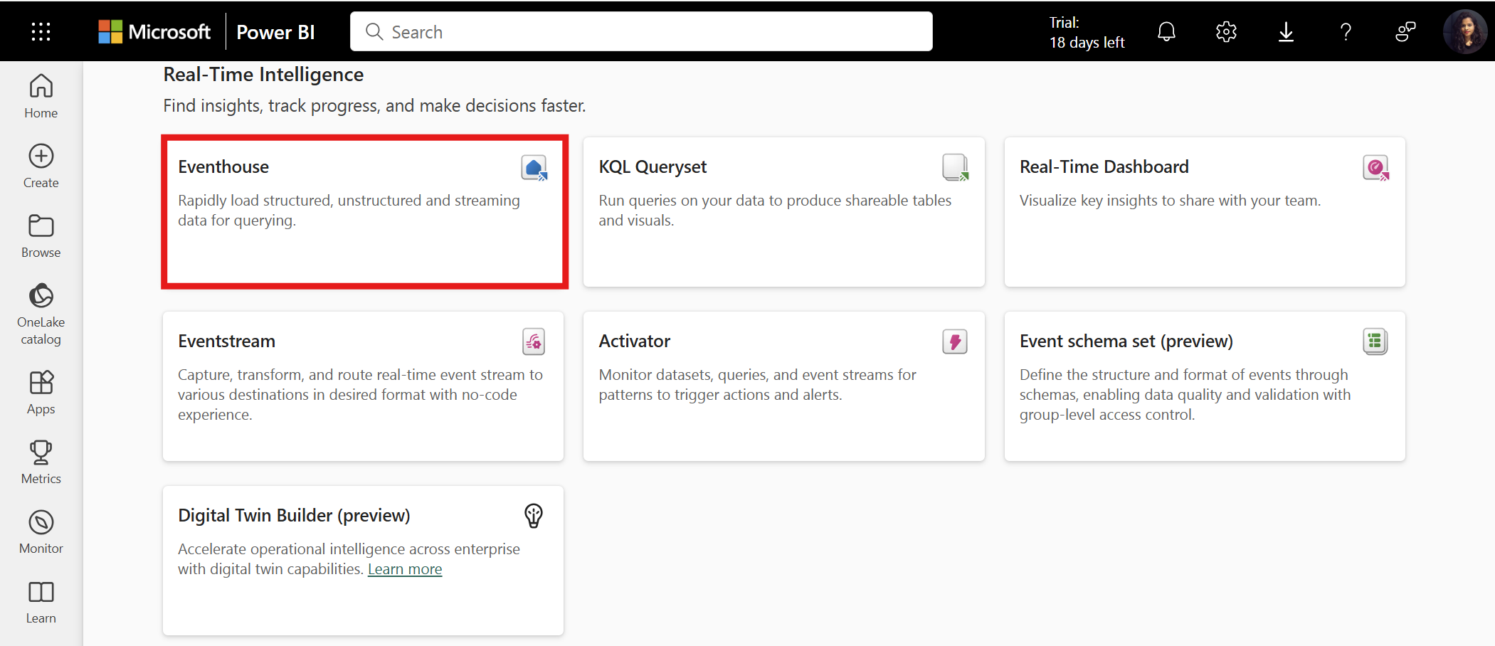Create Eventhouse in Fabric