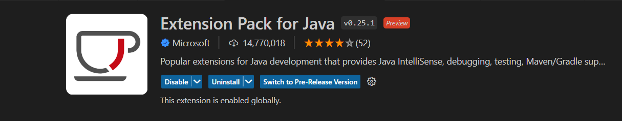 Extension pack for Java