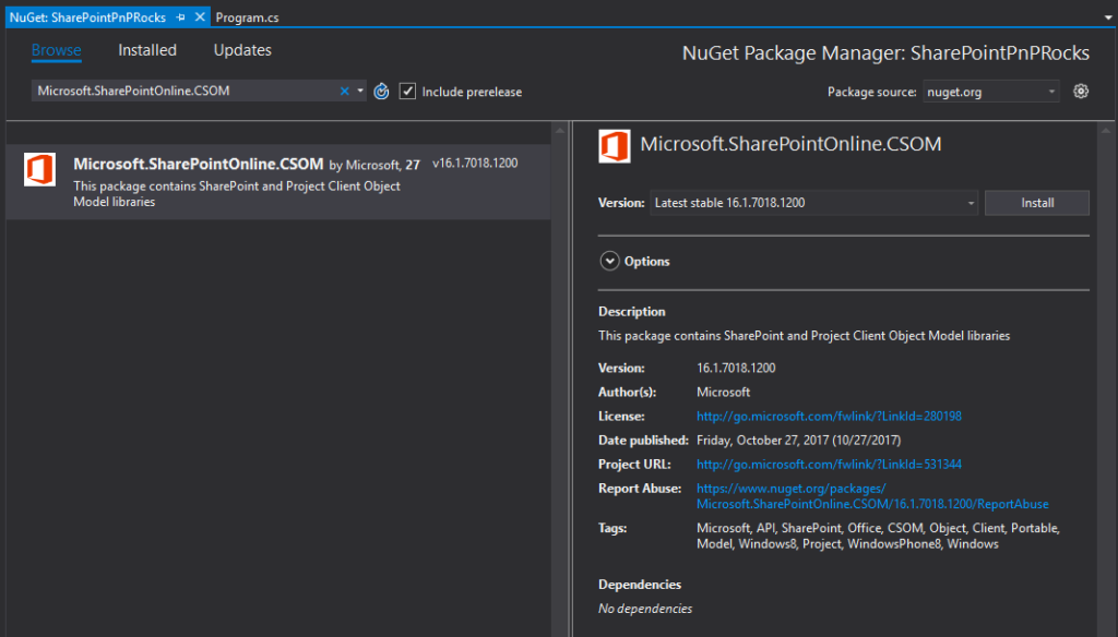 New SharePoint CSOM version released for SharePoint Online – October 2017